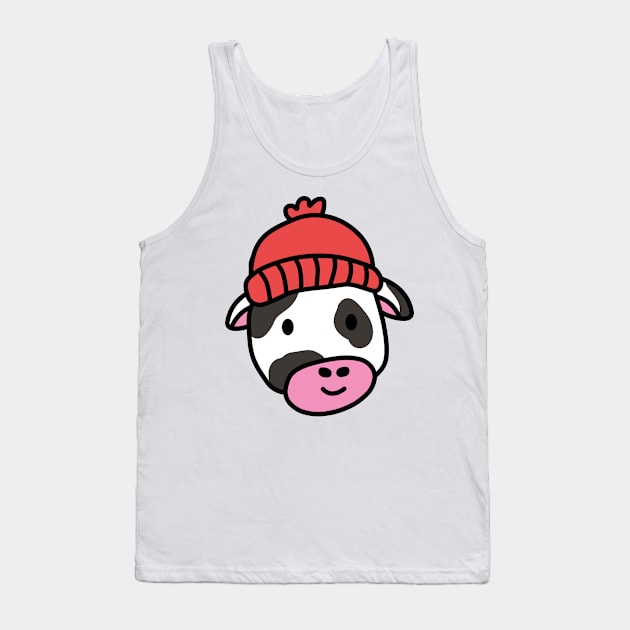 Cute cartoon dairy cow wearing a wooly hat Tank Top by Captain-Jackson